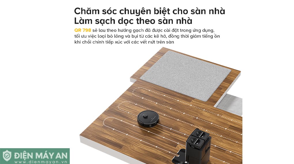 Robot hút bụi lau nhà Roborock QR 798 - Đen/Trắng